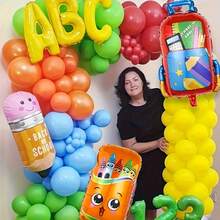 3pcs Back To School Aluminum Foil Balloons Decor - Pencil Box, Backpack, Pencil Balloons, School Classroom Decorations - Multicolor - View 4