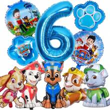 Paw Patrol Latex Balloon Foil Number Balloons Birthday Party Decorations, Happy Birthday Balloon Combination Perfect For Birthday Adult Gift Party Wall Decorative Balloon Set