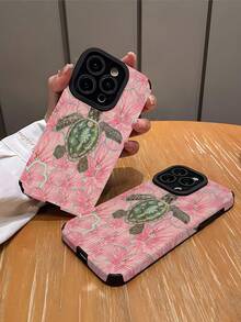 1 pieza Funda de teléfono a prueba de golpes, antihuellas y antideslizante con textura de caparazón de tortuga, compatible con Apple y otros modelos - Multicolor - Ver 2