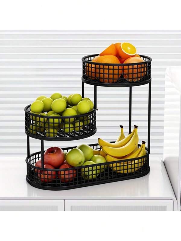 Elegant Multi-Tier Metal Fruit Basket - Luxury Design For Living Room & Coffee Table | Versatile Snack And Fruit Holder, 1pc