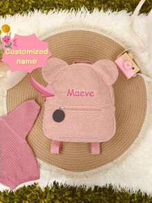 Custom Teddy Bear Backpack For Toddlers, Embroidered Kids Backpack With Name, Plush & Cute Baby Backpack, Multi-Functional Backpack For Boys & Girls, Travel Essentials,Graduation Gift,Ideal Gifts For Birthday, Children's Day, Back To School, Summer Gifts, Customizable Backpack, Stylish & Adorable Toddler Fashion, Family Gifts, Unique Baby Gifts For Daughter, Son, Her, Him, Holiday Gift Ideas - One Size - View 2