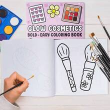 1pc [Glow Cosmetics ]Coco Coloring Book For Adults And Kids, Bold And Easy,Cosmetics, Skincare Products, Beauty Products, Jewelry, Makeup Bag Patterns, Simple And Big Designs For Relaxat Colouring Books Christmas,Halloween Gift, Birthday Present, Children's Day,Student Supplies, Back To School Supplies, School Supplies - Sketchbook - View 5