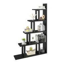 5 Tier Bookshelf L-Shape Ladder Shelf Corner Bookcase Freestanding Rack Display - 1 - View 7