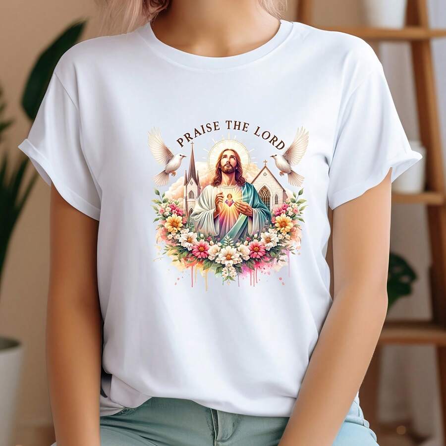 Praise The Lord Unisex Women Men Christian Faith Religious T Shirt - màu đen - Xem 1