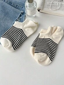 5 Pairs Women's Anti-Slip Ankle Socks, Striped Crew Socks, Suitable For All Seasons, Gym Socks For Women,Random Colors - Multicolor - View 6