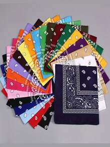 12 pièces/6 pièces/1 pièce Bandana classique à imprimé cachemire, foulard carré vintage en polyester, fichu, convient pour le printemps, l'été, l'automne et l'hiver