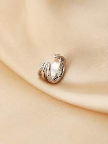 1 件欧美时尚金属锆石耳夹，奢华简约精致耳环，无穿孔 C 形耳环，独特设计，日常佩戴，生日礼物 - 銀色 - 查看 10