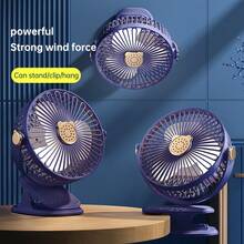 Desktop Clip Fan, Home Multi-Function 5-Speed Adjustable Upright Electric Fan With 3-Level Night Light, Rechargeable Battery 300mAh, Can Be Hung On Wall Or Placed On Desk - Wall Mounted Desktop Fan With Night Light - View 3