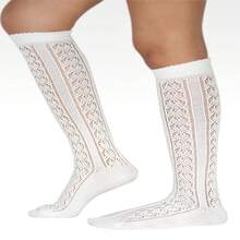 Comfortable, Soft, Lightweight, And Breathable White Openwork Sock. IDEAL FOR GIRLS AGES 6-8 - White - View 3