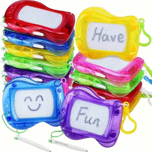 2/4 Piece (Random Color) Pack Mini Magnetic Drawing Board With Backpack Keychain Clip Drawing Pad - Colorful Erasable Keychain Clip Sketch Pad, Great For Backpacks, Party Favors And Gift Bag Fillers