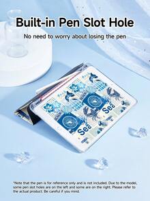 蓝色拼布风格海洋元素设计保护壳适用于 iPad Air 4/5 10.9 英寸、iPad 7/8/9 10.2 英寸、iPad 第 10 代、Kindle Paperwhite 第 12 代 2024、Kindle 第 11 代 2022、Galaxy Tab S6 Lite 10.4 英寸，具有自动睡眠/唤醒功能，多种款式可供选择 - 彩色 - 查看 5