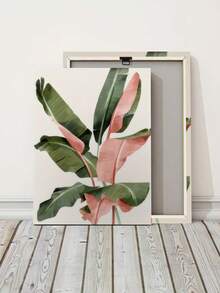1pc Modern Pink Banana Leaf Canvas Art Print - Unframed Tropical Plant Wall Decor For Living Room, Bedroom, Home Office - Vibrant Indoor/Outdoor Poster