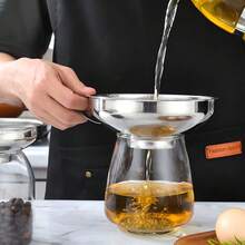 1pc/2pcs, Stainless Steel Kitchen Funnel With Handle, Kitchen Filter, Wide Mouth, Specification, Suitable For Jam, Soy Sauce, Edible Oil - Multicolor - View 5
