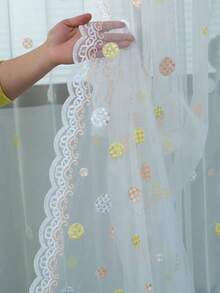 1pc Cartoon Woven Colorful Ball Sheer Curtain For Children's Room, Good Drapery Effect - Multicolor - View 1