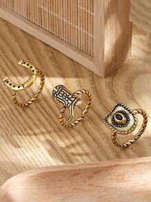 3pcs Set: Vintage Horseshoe Boots, Hat, And Ring, Antique Gold Metal Material, Western Cowboy Style Suitable For Men And Women Everyday Wear