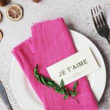 12 chiếc/gói khăn ăn tua rua nhiều màu, 32*32cm/12.6*12.6in, thích hợp cho tiệc sinh nhật, đám cưới, trang trí hoạt động, phông nền chụp ảnh, lễ kỷ niệm năm mới, khăn bếp, khăn tay - Màu Hồng Tươi - Xem 5