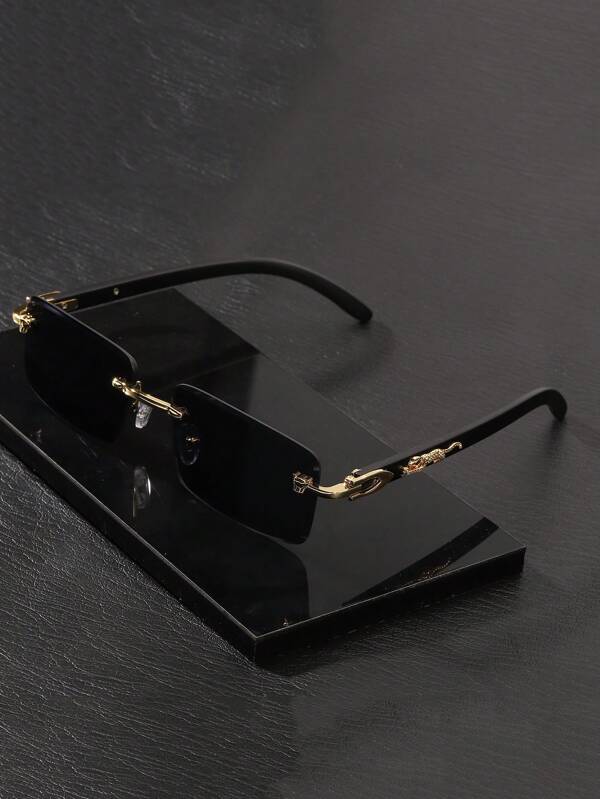 1 Pair Leopard Decorated Vintage Square Frame Glasses, Fashionable