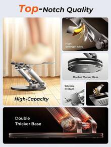 Soporte ajustable para portátil con base giratoria de 360°, soporte ergonómico elevador para portátil, soporte plegable para portátil compatible con MACBOOK y portátiles de 10 a 17,3 pulgadas, incluyendo Pro/Air - Plateado - Ver 7