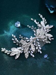 1pc Bridal Wedding Hair Comb, Luxury & Elegant Women's Hairpiece, Suitable For Wedding, Festivals & Updo Hairstyles - Silver - View 7