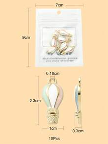 10pcs Zinc Alloy Oil Drip Hot Air Balloon Shaped Diy Jewelry Pendant, Suitable For Earrings, , Necklaces Making - Multicolor - View 3