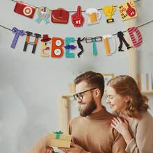 Happy Father's Day Flag Pulling Banner - Holiday Decorations For Father's Day Parties Celebrations And Festive Home Decor - Multicolor - View 2