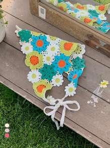 1 Stück französischer Dopamin-Ditsy-Blumenmuster-Bandana-Haarreif, ländlicher Sommerstil Kopftuch für Frauen, ästhetischer kleiner Gänseblümchen Haaraccessoire für Strandfotoshootings, Frühling/Herbst, Haaraccessoire