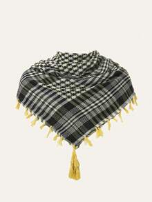 1 pieza Pañuelo de cuello con borlas geométricas en estilo patchwork a cuadros - Multicolor - Ver 25