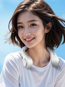 1pc USB Charging With 5-Speed Adjustable Long Range Neck Fan, To Keep Cool And Comfortable, Digital Display And Blade Free Hands Hanging Neck Air Conditioning, Suitable For Outdoor Camping, Office, Sports, Work