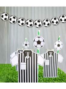 1 pieza Bandera de halado de 5M/16.4FT con tema de fútbol, decoración para fiesta de fútbol, guirnalda de banderas de fútbol, accesorios de papel de fútbol y uniforme de árbitro, multiusos para interiores, jardín, tailgating, decoración para eventos deportivos universales