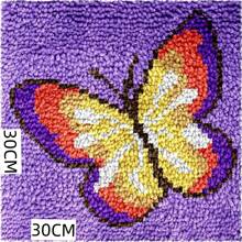 Kit de Ponto de Malha Adulto DIY, Artesanato de Tapete Padrão de Borboleta Impressa em Tela Colorida, Kit de Bordado Manual para Iniciantes Artesanato Decoração Doméstica, Kit de Tapete de Ponto de Malha DIY para Iniciantes Decoração Doméstica em Tela