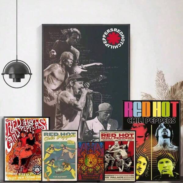 1-6 pezzi di cartellone di qualità HD della band Red Hot Chili Peppers, cartellone in carta bianca per decorare le pareti di studio, senza cornice