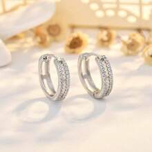 Boucles d'oreilles micro-incrustées à double couche, design de niche, boucles d'oreilles haut de gamme en argent sterling, cadeau de la Saint-Valentin pour femmes