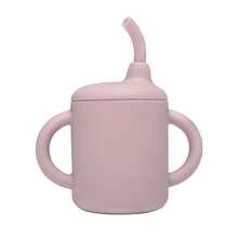 1 pezzo Tazza con beccuccio in silicone per bambini con doppio coperchio e manico, bottiglia d'acqua portatile multifunzione, set di tazze con beccuccio per l'alimentazione e lo stoccaggio di liquidi per bambini