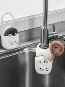 1pc/2pcs/3pcs Simple Under Sink Storage Basket, Hanging Bag, Kitchen Drain Hanging Basket, Drain Bag, Multi-Function Rack, Drain Rack Storage Faucet; Under Sink Storage, Kitchen And Bathroom Cabinet Under Sink Storage, Drain Rack Storage Indoor, Kitchen Gadgets, White