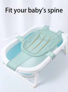 1 pieza Red de baño en forma de T con 5 hebillas, soporte de baño transpirable y antideslizante para bebé de 0 a 18 meses. Apto para la mayoría de bañeras. Nuestra red de baño también se puede usar como flotador para bebé en Navidad, Halloween, Acción de Gracias para asegurar un baño  y alegre de su bebé.