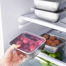 5 pezzi Contenitori per alimenti in acciaio inossidabile con coperchi - Perfetti per picnic, preparazione dei pasti, organizzazione del frigorifero - Per contatto con gli alimenti, senza elettricità necessaria, elementi essenziali per il picnic|Tovaglia a scacchi per la decorazione|Contenitori per alimenti durevoli, forniture essenziali per il picnic