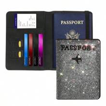 Rhinestone RFID Blocking Passport Holder Leather Travel Wallet Pouch, Multi-Color