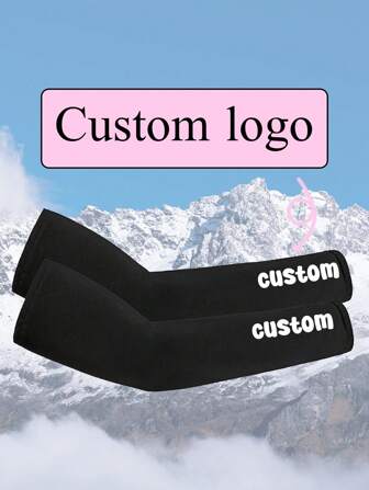 1 par de manguitos para protección solar personalizados con logo, de seda de hielo con protección UV 2 piezas/set, aptos para ciclismo y andar en motocicleta durante el verano