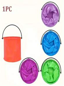 1 pieza Cubo plegable con asa - Diseño portátil, duradero y fácil de guardar para la playa, viajes, fiestas al aire libre, campamento, picnic, pesca y senderismo - Disponible en azul, morado, naranja, verde