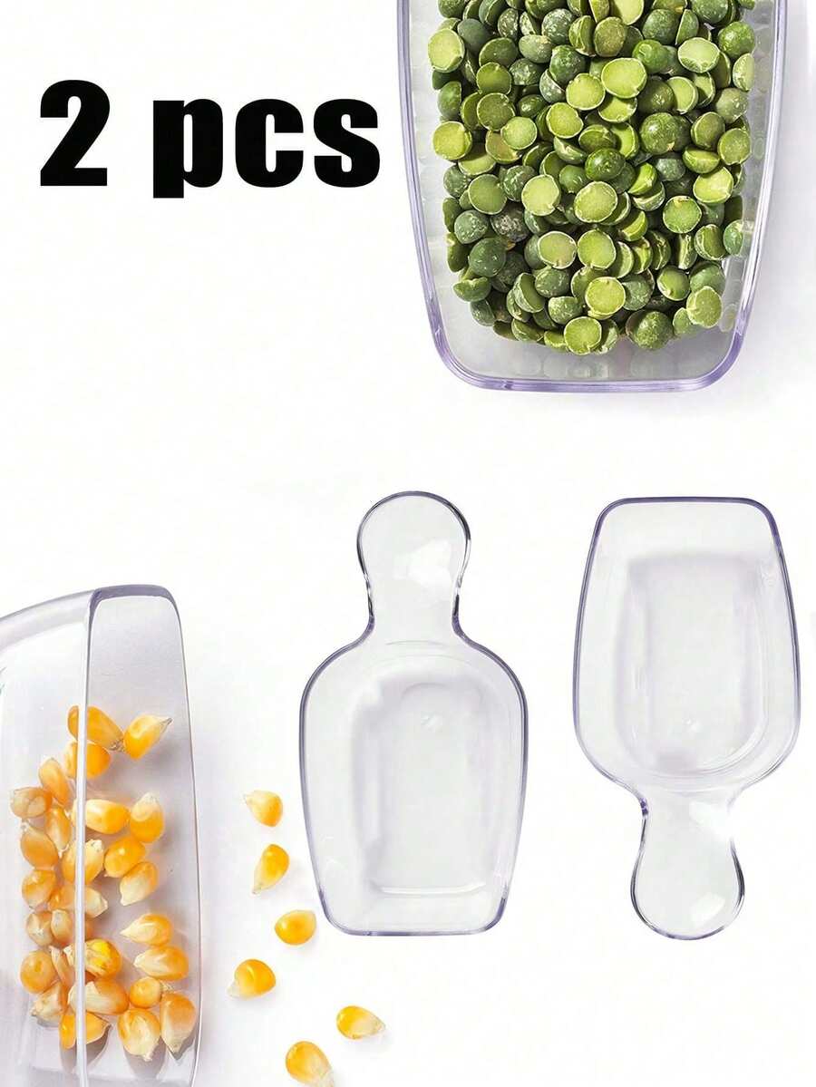 2pcs Mini Clear Acrylic Plastic Scoops - Multipurpose Containers For Candy, Ice Cream Bars, Coffee, Flour, Dessert Buffets - Ideal For Kitchen, Weddings, Parties, Candy Bar Supplies,School Supplies - Multicolor - View 1