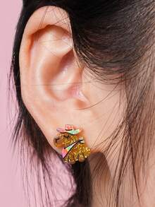 12 piezas de pendientes de dibujos animados lindos, joyería de colores de verano para niñas - Multicolor - Ver 3