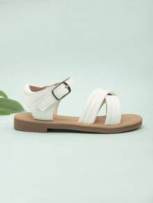 Kid's Casual Versatile Simple Decor Flat Sandals - White - View 4