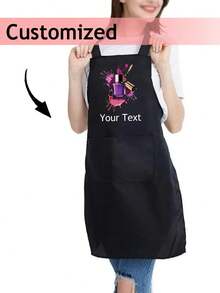 1 件定制时尚指甲油印花围裙，适用于家庭烹饪烘焙 BBQ DIY 使用，爸爸父亲男士女士定制名称徽标，厨师烹饪厨房围裙，个性化厨房围裙，定制徽标名称厨师烹饪围裙非常适合妈妈丈夫女朋友男朋友父亲节、母亲节、生日周年纪念毕业婚礼爱情独特、多功能、装饰性、可重复使用、精致、时尚、高品质、色彩鲜艳、现代、定制、个性化、独特、家庭和谐