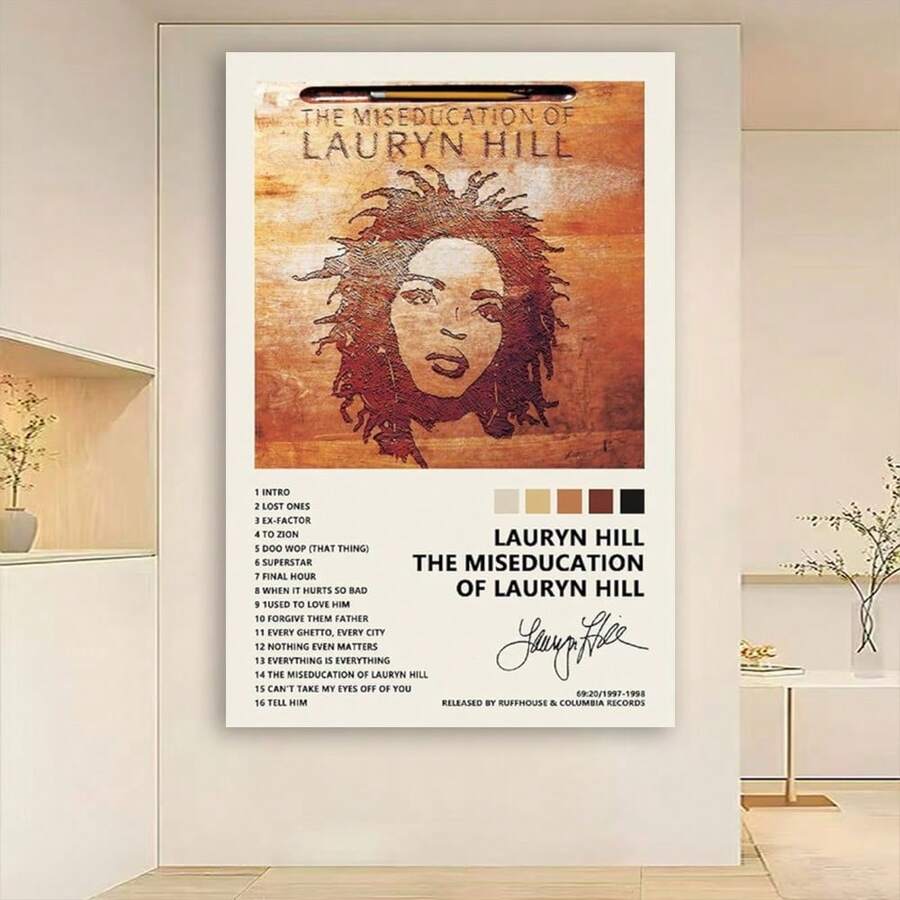 Framed Lauryn Hill Poster The Miseducation Of Lauryn Hill Music Album Cover Signed Limited Poster Canvas Poster Wall Art Decor Print Picture Paintings For Living Room Bedroom Decoration Unframe-Style Unfra - Đã đóng khung - Xem 1