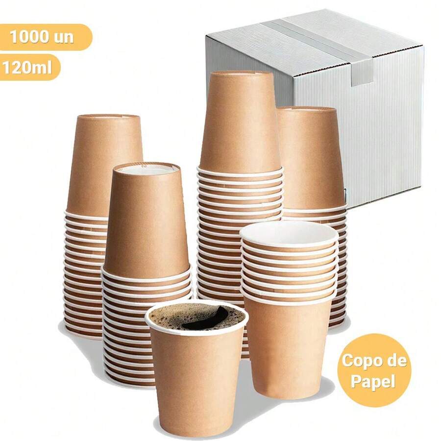 1000un Copo de Papel Kraft Bio 120ml Bello Festas Paper - Kraft - Visão 1