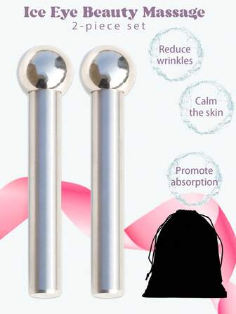 1/2pcs Stainless Steel Mini Ice Massage Ball, Face & Eye Massage, Body Acupressure Massage Beads, Eye Cream Applicator, Reusable Metal Roller For Cooling Effect, Reduce Dark Circles & Puffiness, Relieve Eye Fatigue, Accelerate Eye Cream Absorption, Great Gift For Family, Friends, Mother's Day