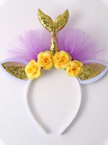 1 pièce Serre-tête accessoire de cheveux avec motif de sirène de dessin animé mignon, accessoire de costume pour fête d'anniversaire, festival, cosplay, photo. Décoration pour la fête des mères, le mois des fiertés, la rentrée scolaire, les cadeaux de Pâques. Bandeau, serre-tête