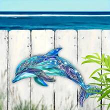 1pc Colorful Metal Dolphin Wall Art, Decorative Painted Pattern, Large Size Home Decor For Living Room And Garden, Suitable For Wedding, Party, Housewarming Gift, Ocean Room Decoration Coastal Decor Coastal Decor Beach Decor