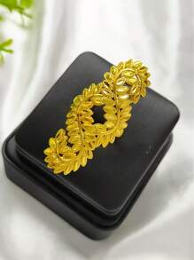1 Stück modischer Damen Ring aus goldfarbenem Kupferüberzug in Form von Weizenähre und Blatt, verstellbar, geeignet für den Zeigefinger, als Braut Hochzeit Partykleid Accessoire, Muttertags-, Feiertagsgeschenk, für Naher Osten, Dubai, Afrika