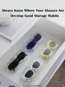 Transparent Wall-Mounted Glasses Storage Box - Dustproof, Waterproof, No-Drill Design, Easy Installation & Access, Ideal for Home & Travel